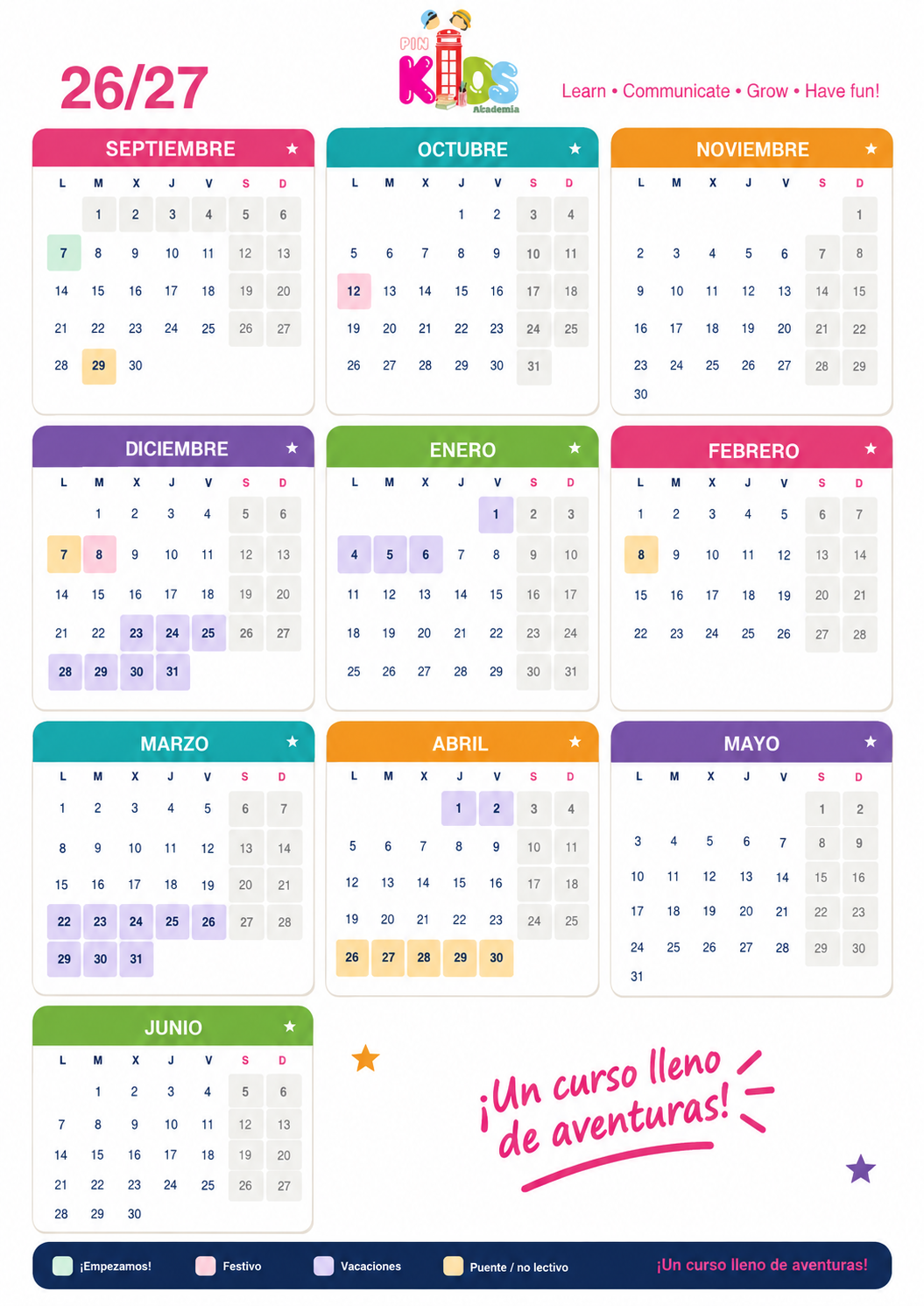Calendario de actividades